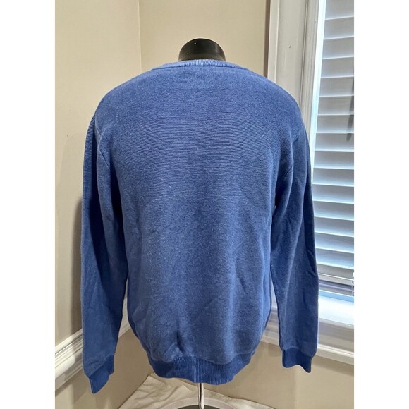TALBOTS MENS VTG BLUE COTTON V-NECK LONG SLEEVE SWEATER MED Coastal Preppy - Picture 5 of 13